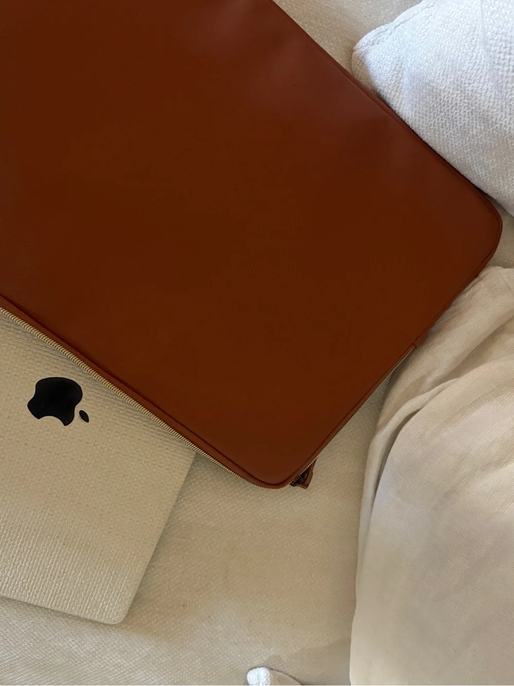 Tan faux Leather fleece lined Laptop Sleeve MOSISO Laptop Sleeve Bag 16”
